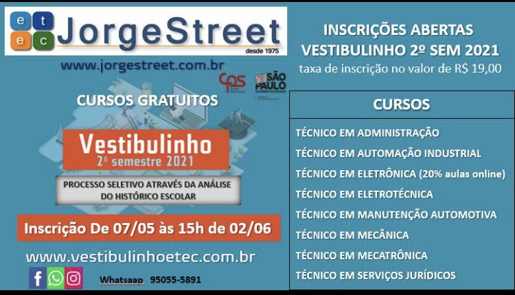 Etec: inscrições do Vestibulinho para cursos técnicos gratuitos